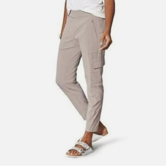 Athleta Pants - Athleta Chelsea Cargo Lined Pants Beige Pull On Ankle Active Travel Casual City